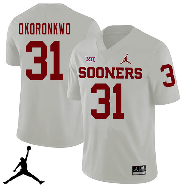 Jordan Brand Men #31 Ogbonnia Okoronkwo Oklahoma Sooners 2018 College Football Jerseys Sale-White - Click Image to Close